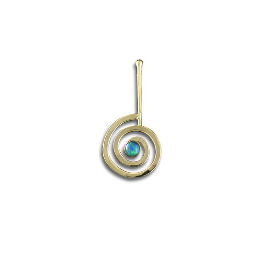 Opal Triplet Drop Spiral Pendant: 14K