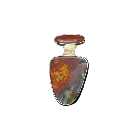 Agate and Carnelian Pin/Pendant: SS/14K