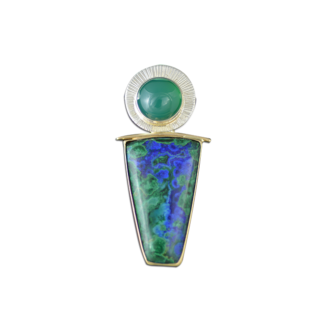 Azurite Malachite/Green Onyx Pin/Pendant: SS/14K