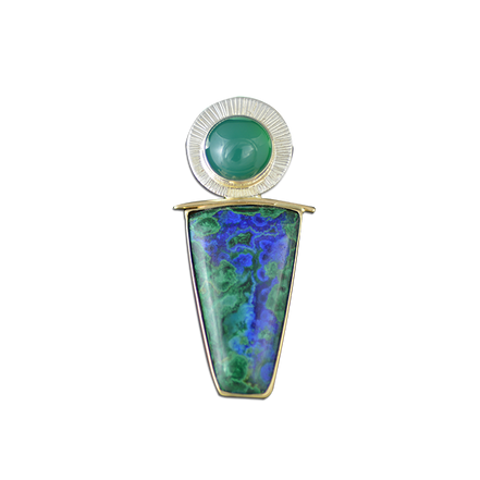 Azurite Malachite/Green Onyx Pin/Pendant: SS/14K