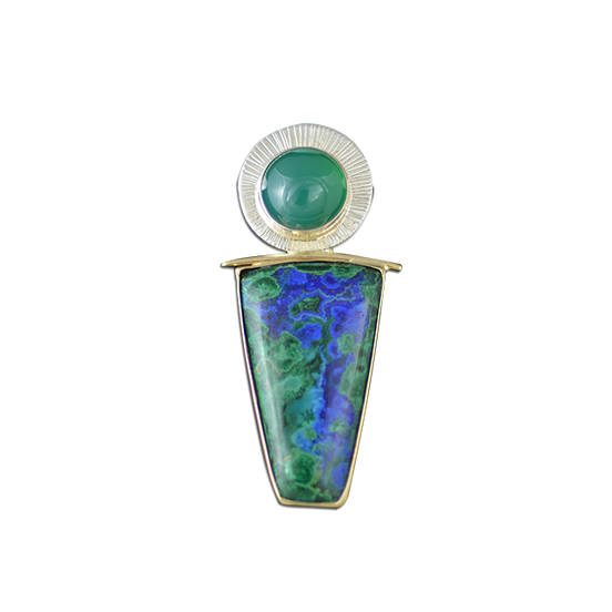 Azurite Malachite/Green Onyx Pin/Pendant: SS/14K