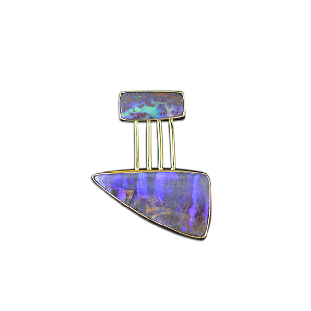 Boulder Opals Pin/Pendant: 14K