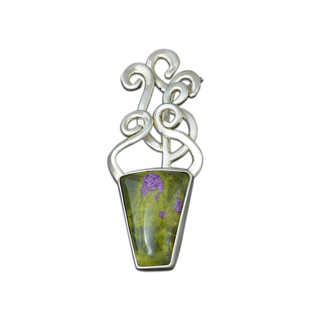 New! Original Pin/Pendant - Sterling - TASMANIAN SERPENTINE AND STICHTITE