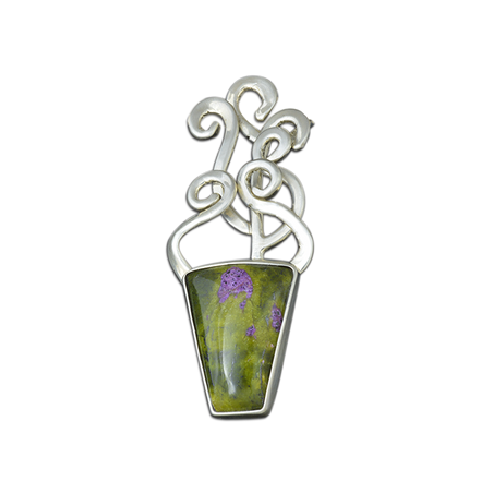 New! Original Pin/Pendant - Sterling - TASMANIAN SERPENTINE AND STICHTITE