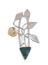 Plant with Flower Pin or Pendant in Sterling/14K with a Boulder Opal