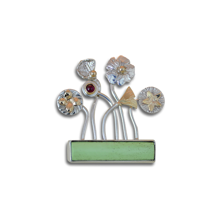 Original Pin/Pendant: 14K Gold/Sterling w/ Lemon Chrysoprase and Garnet