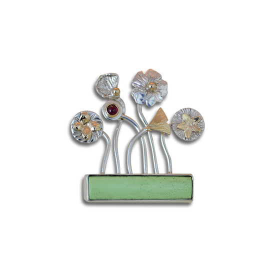 Original Pin/Pendant: 14K Gold/Sterling w/ Lemon Chrysoprase and Garnet