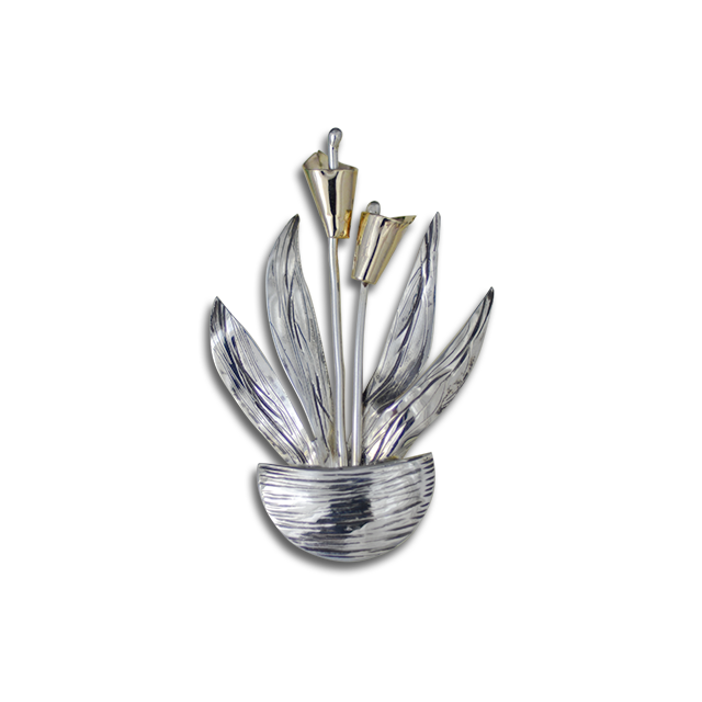 Potted Plant Pin/Pendant: Sterling/14K