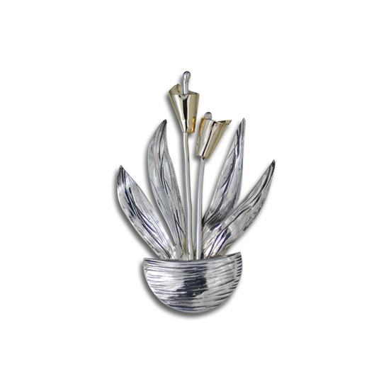 Potted Plant Pin/Pendant: Sterling/14K