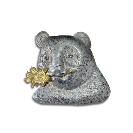 New! Panda Bear Pin/Pendant: Sterling Silver / 14K
