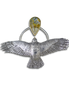 New! Original Hawk Pin/Pendant: Sterling Silver and 14K Gold / Rutilated Quartz