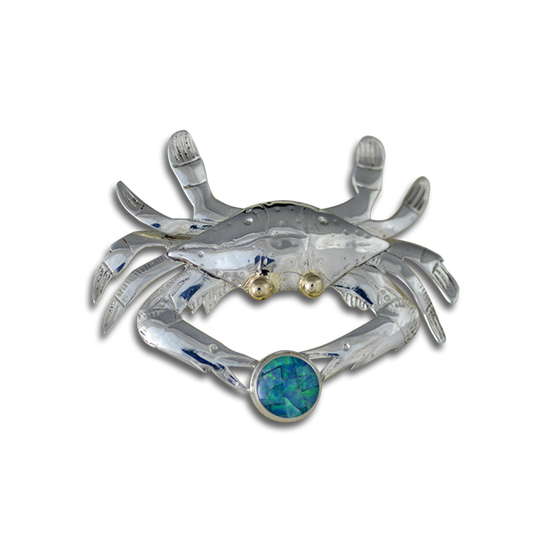 Crab Pin/Pendant - Sterling Silver w/ Opal Triplet