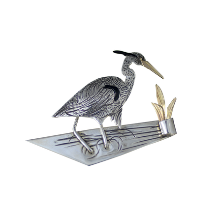 New! Original Heron Pin/Pendant: Sterling Silver and 14K Gold