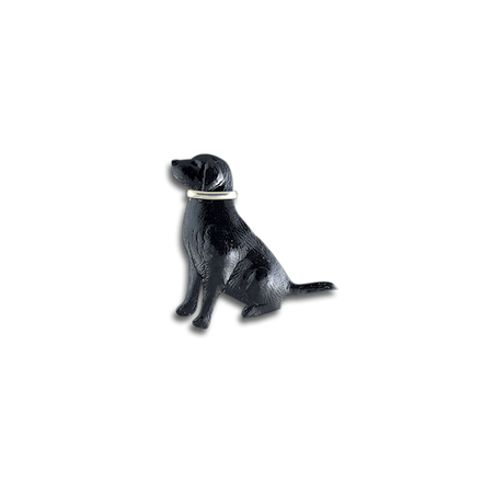 Black Lab w/ Sterling Collar Pin/Pendant - GP w/ Black Enamel