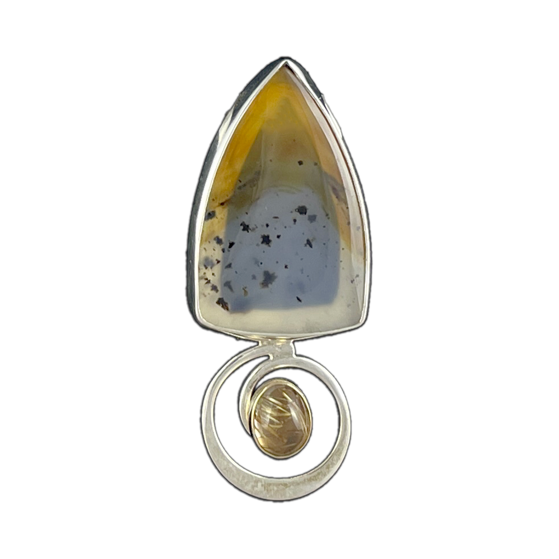 Agate and Rutilated Quartz in SS-14k