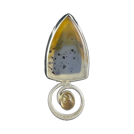 Agate and Rutilated Quartz in SS-14k