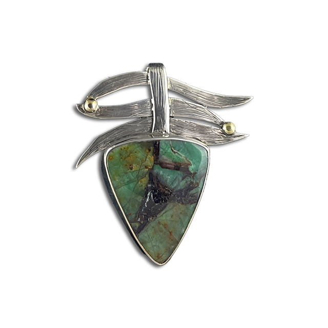 Jasper Abstract Pendant: - SS/14K