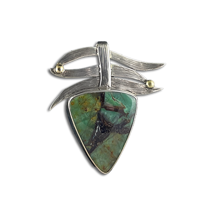 Jasper Abstract Pendant: - SS/14K
