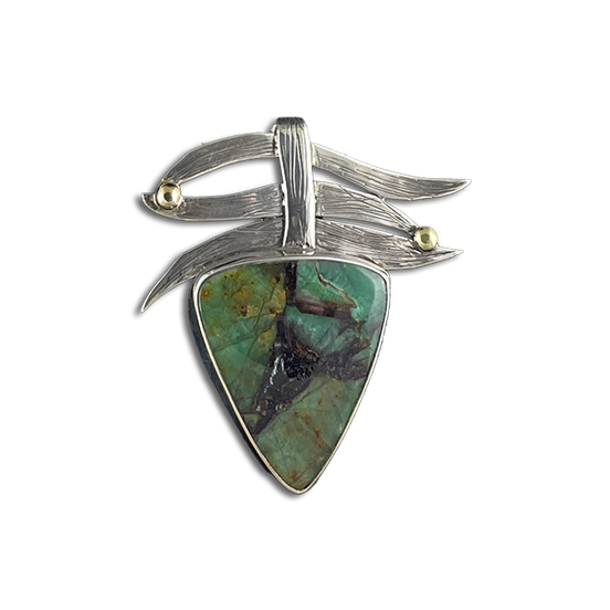 Jasper Abstract Pendant: - SS/14K
