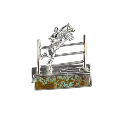 Turquoise Horse Jumper Pin/Pendant: SS/14K