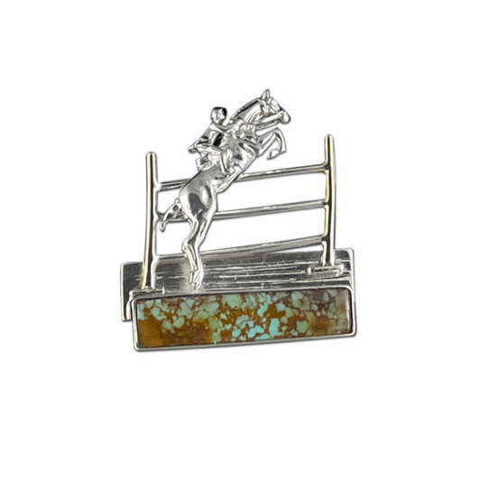 Turquoise Horse Jumper Pin/Pendant: SS/14K