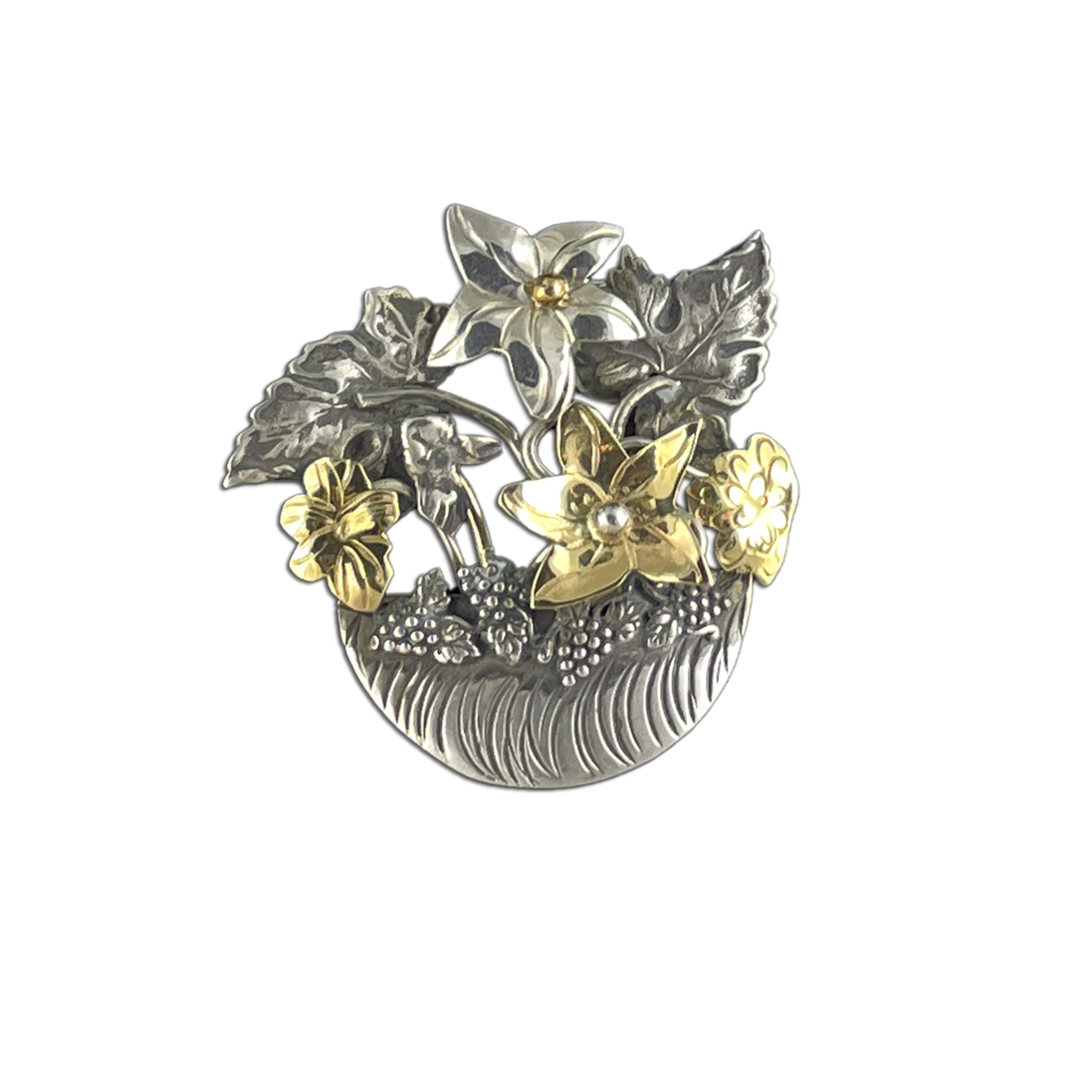 Bowl of Flowers Pin/Pendant: SS/14K