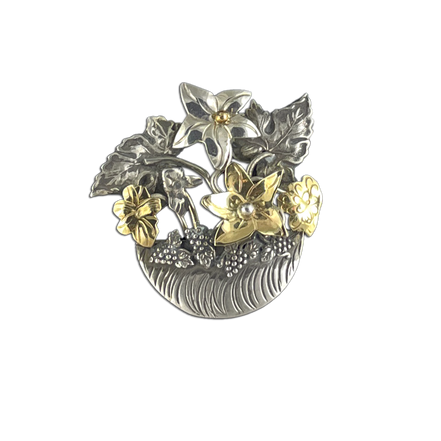 Bowl of Flowers Pin/Pendant: SS/14K