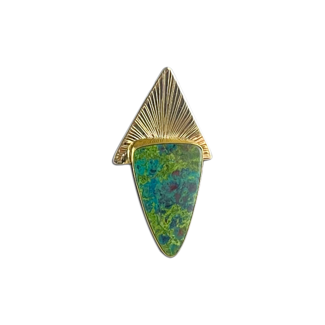 Parrot Wing Jasper on Triangle Pendant: 14K