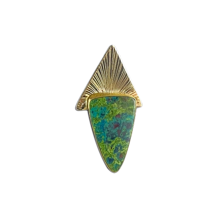 Parrot Wing Jasper on Triangle Pendant: 14K