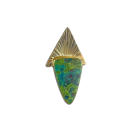 Parrot Wing Jasper on Triangle Pendant: 14K