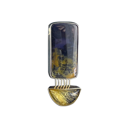 Lavender Agate and Rutilated Quartz Necklace: Lavender Agate - SS/14K