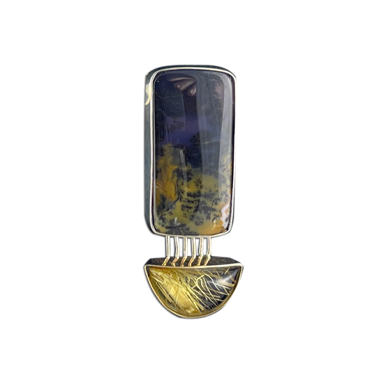 Lavender Agate and Rutilated Quartz Necklace: Lavender Agate - SS/14K