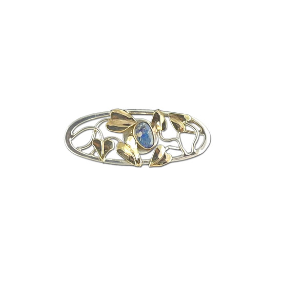 Opal Doublet Neckslide w/ Flowers and Leaves: Sterling/14K