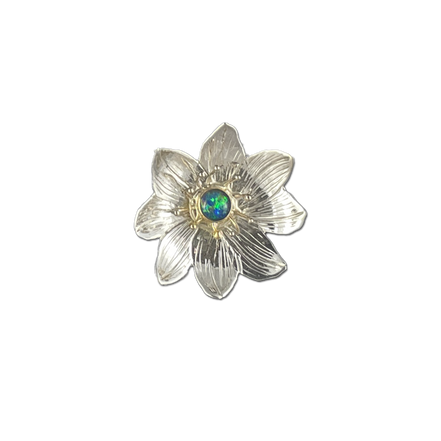 Flower Necklace - SS/14K bezel + stamen w/ Opal Triplet