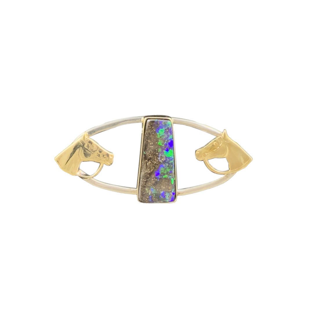 Horse Heads with Boulder Opal - SS/14k/Opal