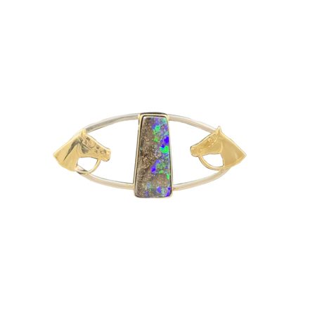 Horse Heads with Boulder Opal - SS/14k/Opal