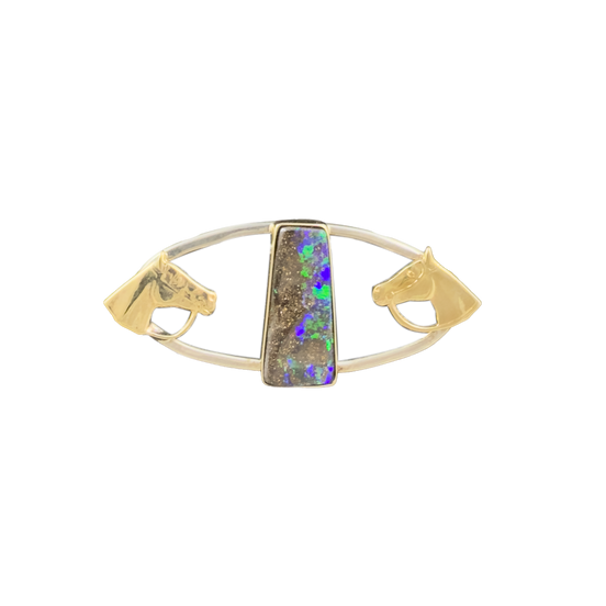 Horse Heads with Boulder Opal - SS/14k/Opal