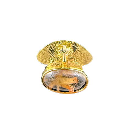 Fox Head Pendant 14K/Rutilated Quartz