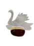 Swan on Boulder Opal Pin/Pendant in Sterling and 14K
