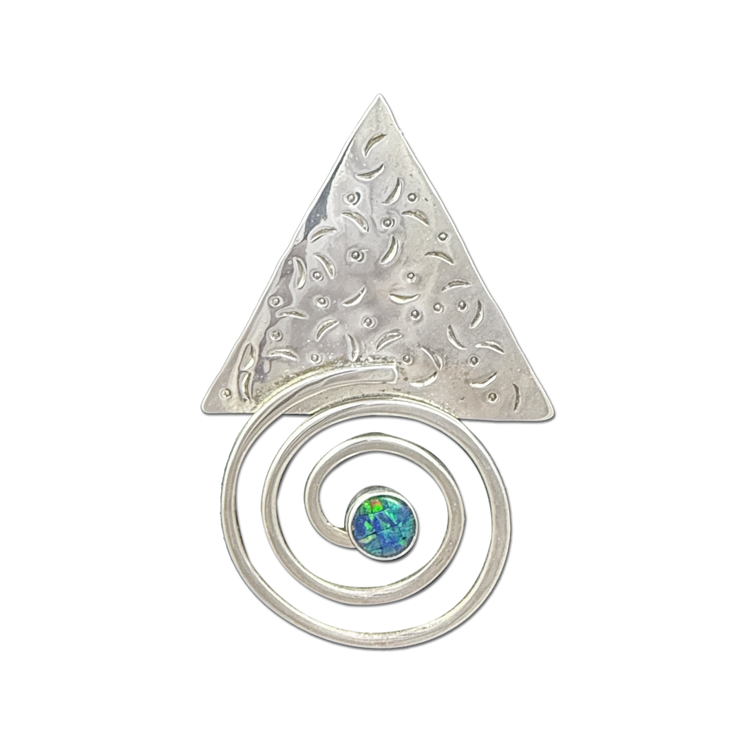 Spiral with Patterned Triangle Pin/Pendant - LG