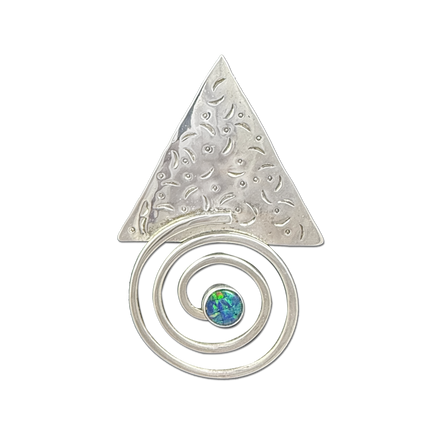 Spiral with Patterned Triangle Pin/Pendant - LG