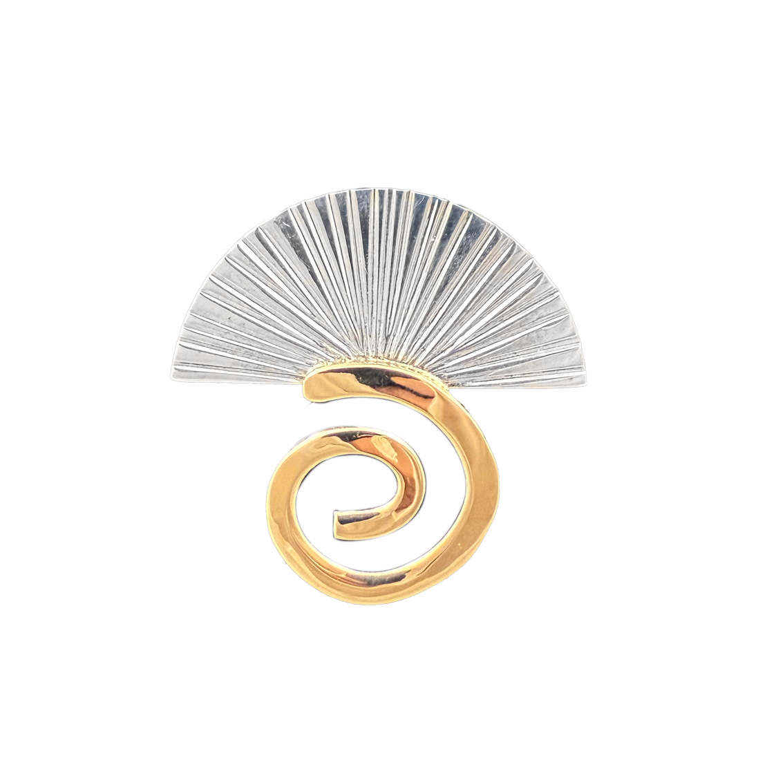 Spiral Fan Pin/Pendant - SS/14K