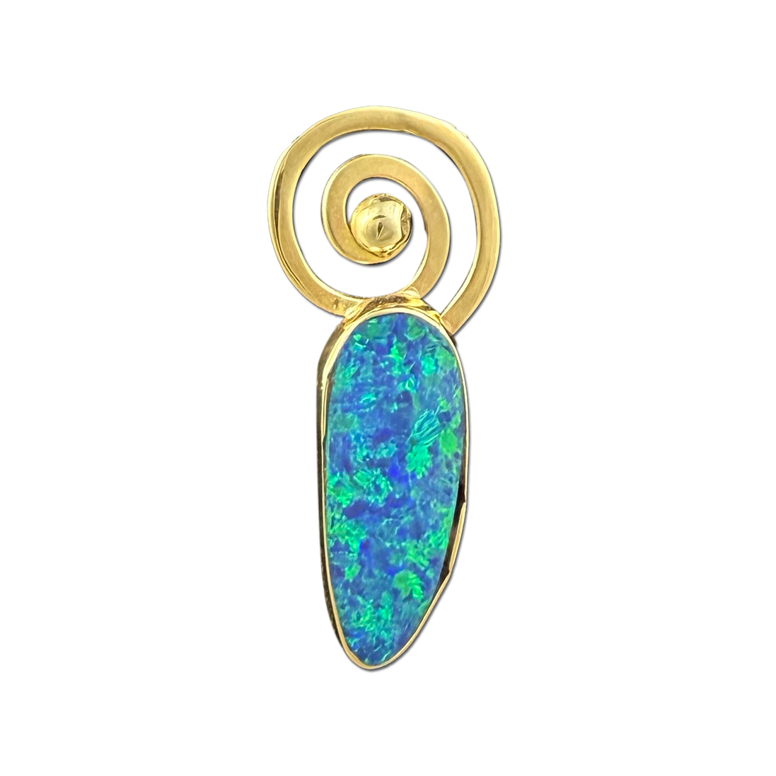 Opal Doublet Spiral Necklace - 14K