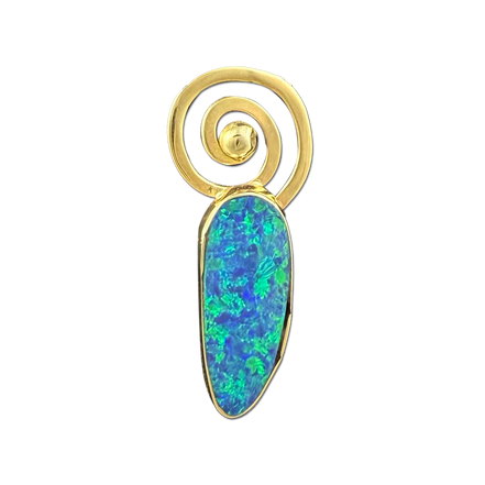 Opal Doublet Spiral Necklace - 14K