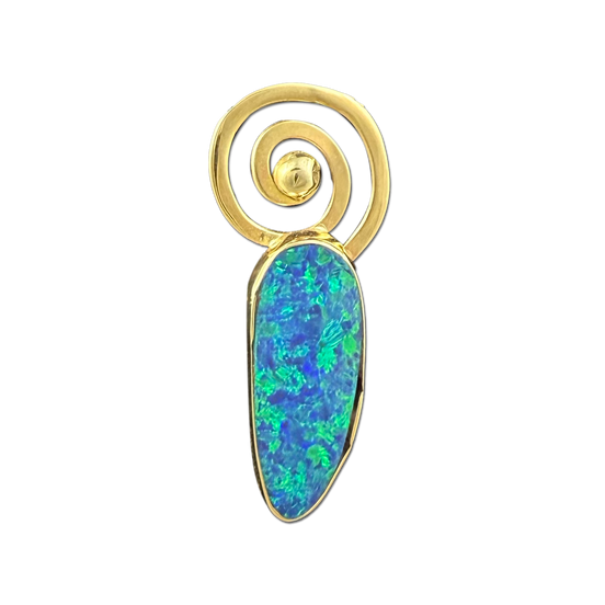 Opal Doublet Spiral Necklace - 14K