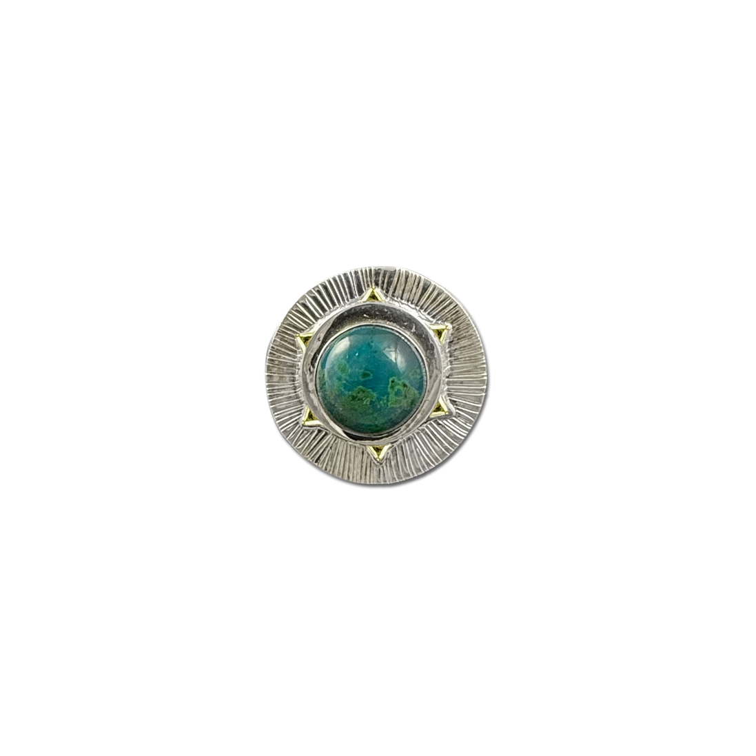 Chrysocolla Pin/Pendant: SS/14k