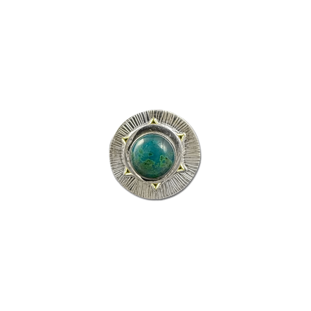 Chrysocolla Pin/Pendant: SS/14k