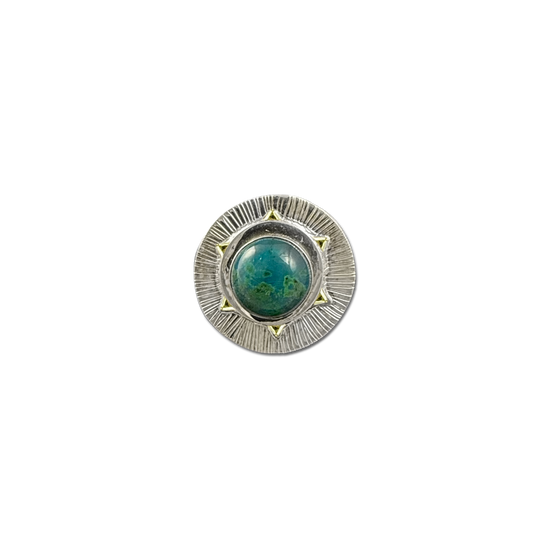 Chrysocolla Pin/Pendant: SS/14k