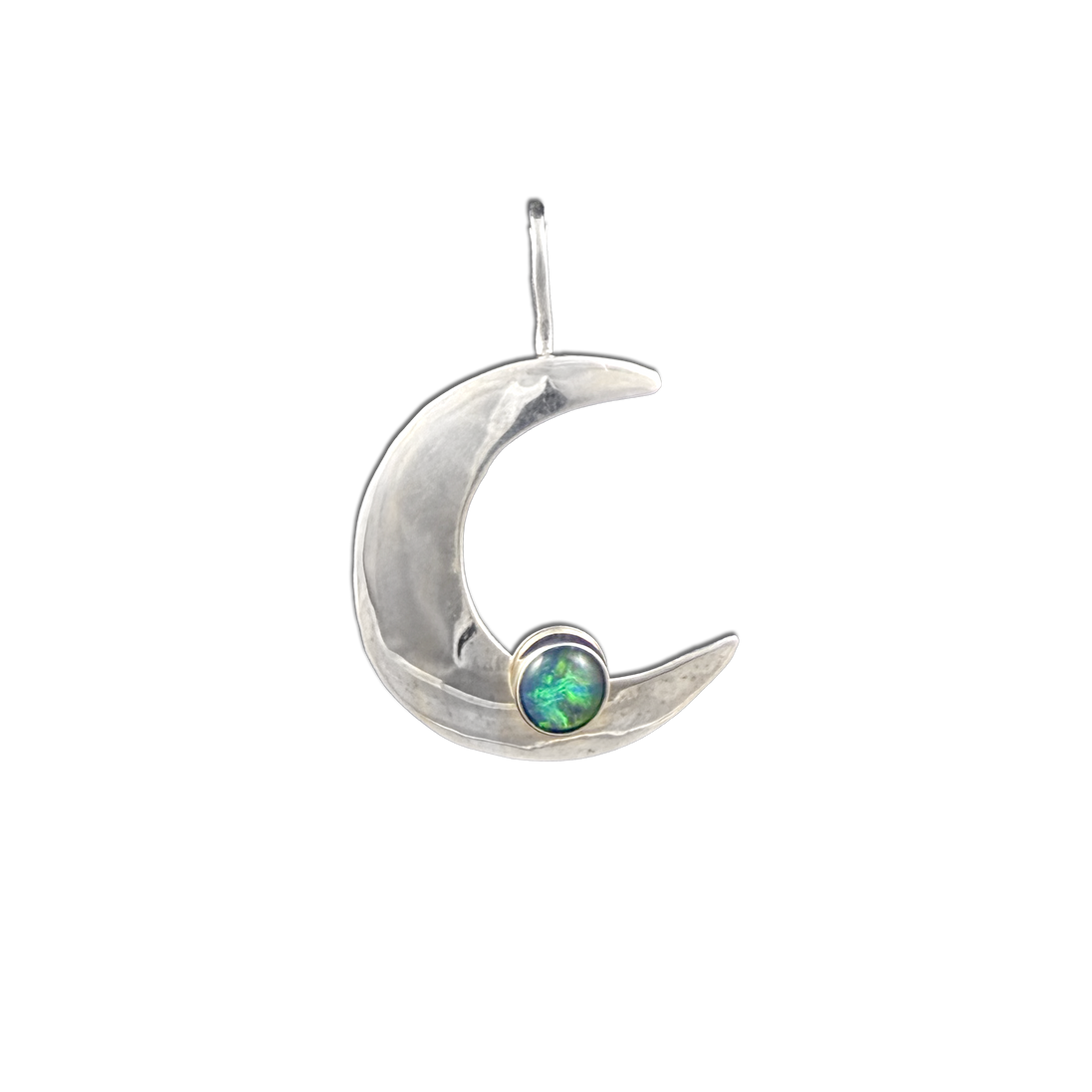 Crescent Moon w/ Opal Triplet Necklace: Sterling