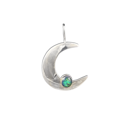 Crescent Moon w/ Opal Triplet Necklace: Sterling